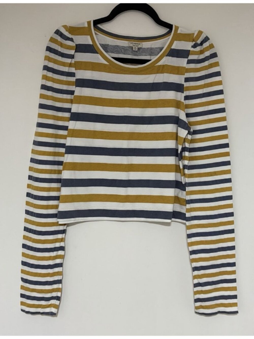 Mary Lawless Lee X Splendid Women’s Yellow And Blue Striped Puff Sleeve Shirt XL